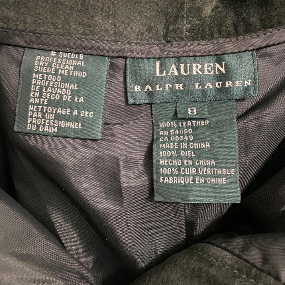 Ralph Lauren green 100% leather suede trousers Size 8 EUC - Picture 2 of 6